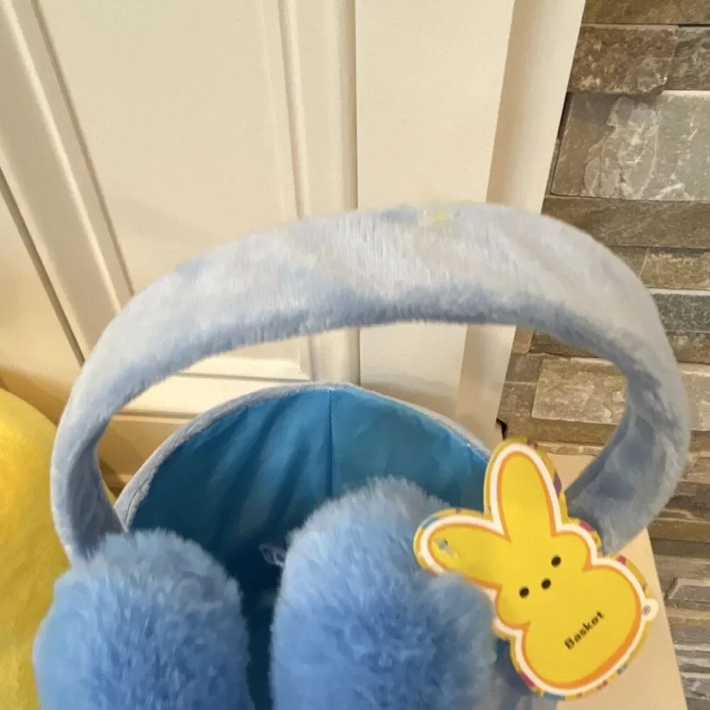 Peeps Plush Bunny Baskets Yellow Blue Set 10x8 in Easter/Candy Themed